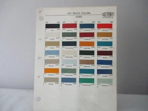 PAINT COLOR REFERENCE SAMPLE PAINT CHIPS DUPONT 1971 FORD  TRUCK COLORS - Picture 1 of 2