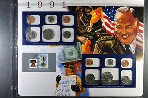 1991 P&D Uncirculated Mint Set - Postal Commemorative Society - Coin & Stamp - Picture 1 of 2