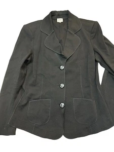 Armani Collezioni Black Cotton Blend Blazer Jacket US 14 Giorgio GA Logo Buttons - Picture 1 of 14