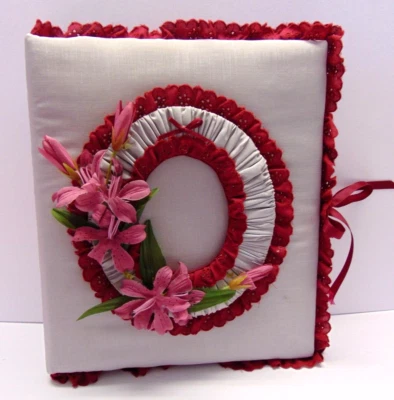 Álbum de recuerdo de almacenamiento de fotos cubierto de tela gris carpeta de 3 anillas vintage Foto 1 de 4