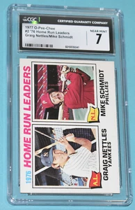 1977 O-Pee-Chee #2 '76 Home Run Leaders Graig Nettles Mike Schmidt HOF CGC 7 NM - Picture 1 of 3