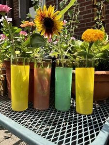 Vintage Fire King Cocktail/Highball Glasses Green/Yellow/Orange/Red Transferware - Picture 1 of 7