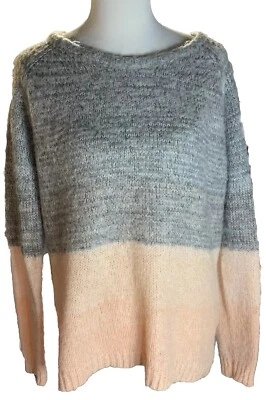 Urban Outfitters кимчи синий пушистый серый розовый блок свитер M мохера смесь богемное - Изображение 1 из 4