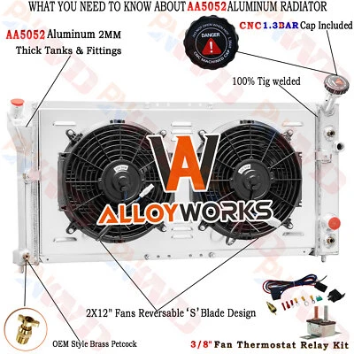 Radiador de 3 filas + ventilador de cubierta para Pontiac Grand Prix Montana/Buick Century 97-2003 Foto 1 de 4