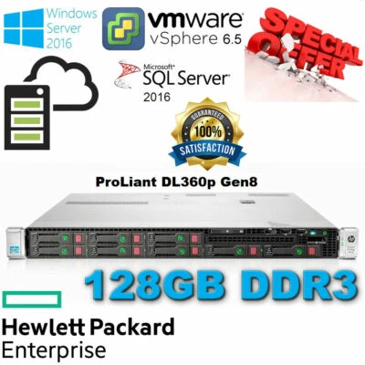 HP ProLiant DL360p Gen8 2x E5-2650 16-Core Xeon 128GB DDR3 4x 600GB SAS P420i/1G - Image 1 of 4