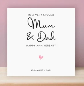 HAPPY ANNIVERSARY KARTE, für Mama & Papa, Eltern, von Tochter oder Sohn 25. FC21c - Bild 1 von 4