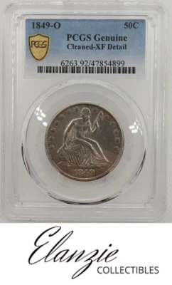 1849-O Seated Liberty Half Dollar PCGS Cleaned-XF Detail, Gold Shield, New Slab - Image 1 of 4