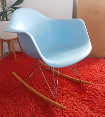 Eiffel Plastic Rocker Chair Eames Style Replica - Blue - Image 1 of 4