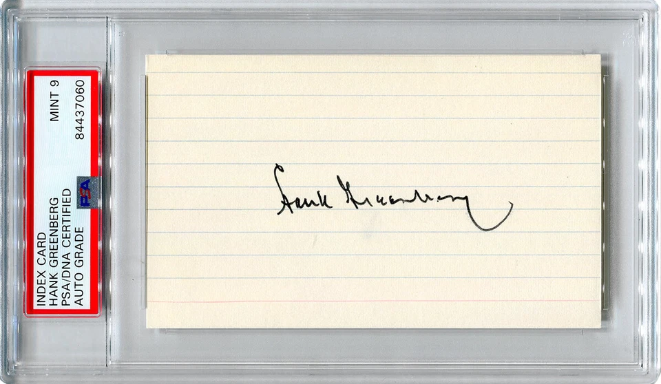 Hank Greenberg Autographed Index Card PSA Auto Grade 9 - Detroit Tigers - Image 1 of 1