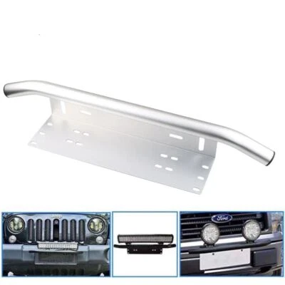 Front Bumper License Plate Mount Bracket Frame Led Light Bar Work Fog Lamp 1PC - Image 1 of 4