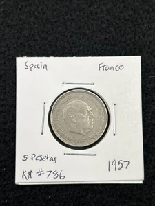 Moneda Antigua 5 Pesetas Ptas 1957 Francisco Franco Caudillo Coin Spain Espana - Picture 1 of 2