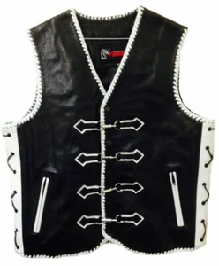 Chaleco de cuero para motocicleta Chaleco de moto Trenza de mano Chaleco de diseñador para ciclista - Imagen 1 de 8