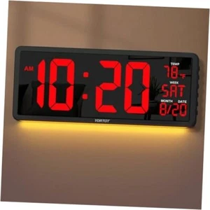 16” Large Digital Wall Clock with Remote Control - Adjustable Red + Remote - Picture 1 of 7