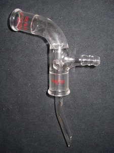 Wilmad-LabGlass 14/20 105° Vacuum Take-Off Adapter w/ Hooks, Long Bent Stem - Picture 1 of 7