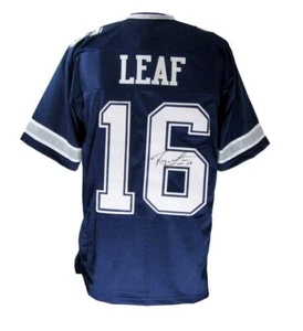 Ryan Leaf Autographed Dallas Cowboys Blue Custom Football Jersey JSA - Picture 1 of 5