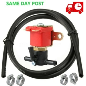 Petrol diesel fuel solenoid shut off lock off valve 12V 1 METER PIPE+4 JUBILee - Picture 1 of 2