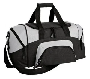 NWT Port & Company Black & Gray Colorblock Duffle Bag - Picture 1 of 10