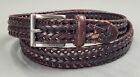 Fossil Myles Leather Belt Braided Brown Mens Size 38