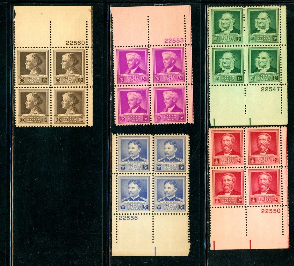 US Scott # 874 - 878 - MNH - Blocks of 4 - Famous Americans       (9-C233) - Image 1 of 1