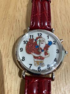 Vintage quartz ROUND Santa watch. Glitter SUIT. Japan movement STAINLESS STEEL