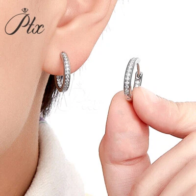 Moissanit Ohrringe Earring S925 Silber Ohrstecker 18K Weißgold plattiert Schmuck - Bild 1 von 4