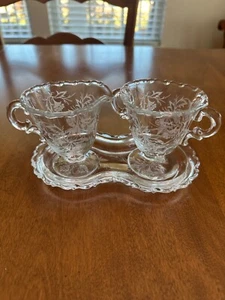 Vintage Fostoria "Heather" Creamer, Sugar & Tray. cottage core, mid century. - Picture 1 of 9