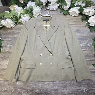 Chaqueta Blazer Kasper Mujer 18 Carrera Trabajo Oficina Trabajo Verde Doble Pecho Foto 1 de 4