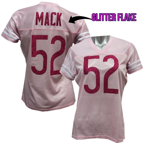 Custom Womens Blinged Football Pink Jersey, Khalil Mack, Trubisky Cover