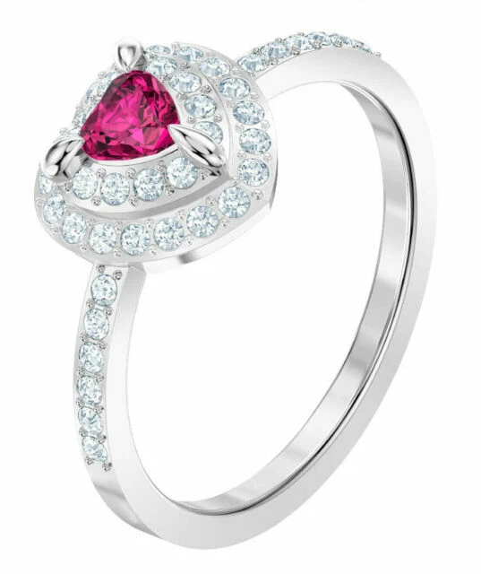 Swarovski One Women's Ring - Red, Rhodium Plated, Size 9