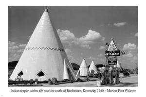Indian Teepee Cabins For Tourists MARION POST WOLCOTT ARTS POSTER 1940 20x30 - Picture 1 of 1