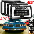 4PCS Fit Oldsmobile Cutlass Supreme 1976-1988 4x6" LED Headlights Hi/Lo Beam DRL