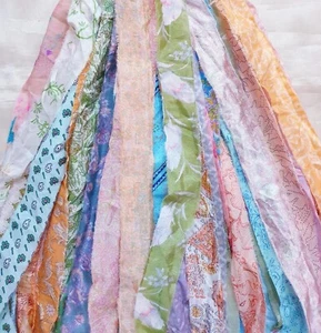 AMZ Pastel 42 Yards Unstitched Sari Art Silk Yarn Ribbon Tassels SKEINS Shades - Picture 1 of 8