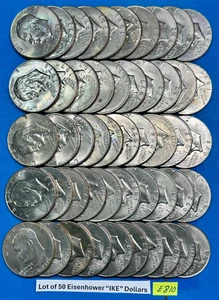 IKE Eisenhower Dollars Coin Lot of 50 Coins Dated 1971-1978 All VG-XF #E810 - Picture 1 of 6
