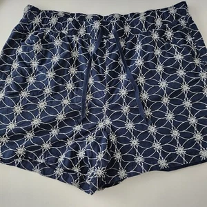 Lane Bryant Floral Embroidered Drawstring Pull-On Shorts Size 20 Navy Blue White - Picture 1 of 13