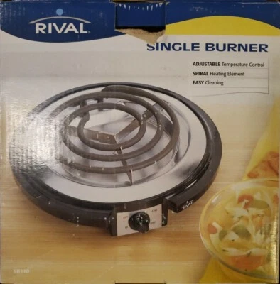  PLACA CALIENTE ELÉCTRICA RIVAL DE UN SOLO QUEMADOR NUEVO EN CAJA ~ TEMPERATURA AJUSTABLE. & FÁCIL LIMPIEZA Foto 1 de 2