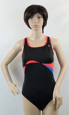 Traje de baño AQUA SPHERE negro con patrón azul/rosa 1 pieza, talla 12 o 14 Foto 1 de 3