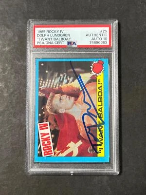 1985 Topps Rocky IV #25 Signed Card Dolph Lundgren PSA/DNA Auto 10 Ivan Drago "I - Image 1 of 2