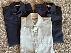 Lot Of 3 Bachrach Long Sleeve Dress Shirt Size 15 34-35 Green Black - Picture 1 of 24