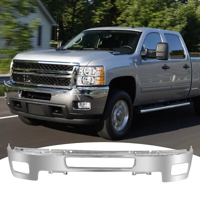 Parachoques delantero cromado para Chevy Silverado 2500 3500 HD 2011-2014 con orificios de luz antiniebla Foto 1 de 4