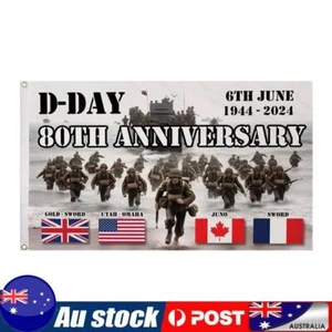 D-Day Flag 80th Anniversary Flag 5ftx3ft Commemorative Banner Decoration(Grey) - Picture 1 of 10