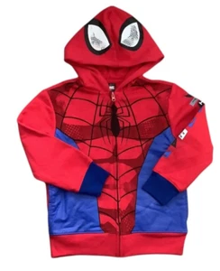 Marvel Spider-Man Red Blue Hoodie Boys Fleece Pullover Sweater Sz 6-7 NWT - Picture 1 of 4