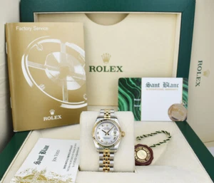 ROLEX 18kt Gold & SS Datejust MOP Roman Dial Jubilee Band 179173 SANT BLANC - Picture 1 of 7