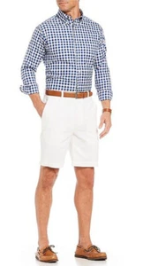 Roundtree & Yorke Casuals Mens New Stretch Fit Pleated Chino White Shorts 42 XL - Picture 1 of 8