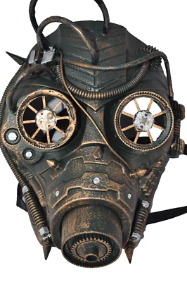 Steampunk Maske mit LED Requisiten Cosplay Gothic Punk Party Endzeit Techno - Bild 1 von 3