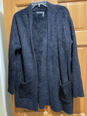 Suéter cárdigan para mujer Love Token negro difuso/peludo talla L grande abierto Foto 1 de 4