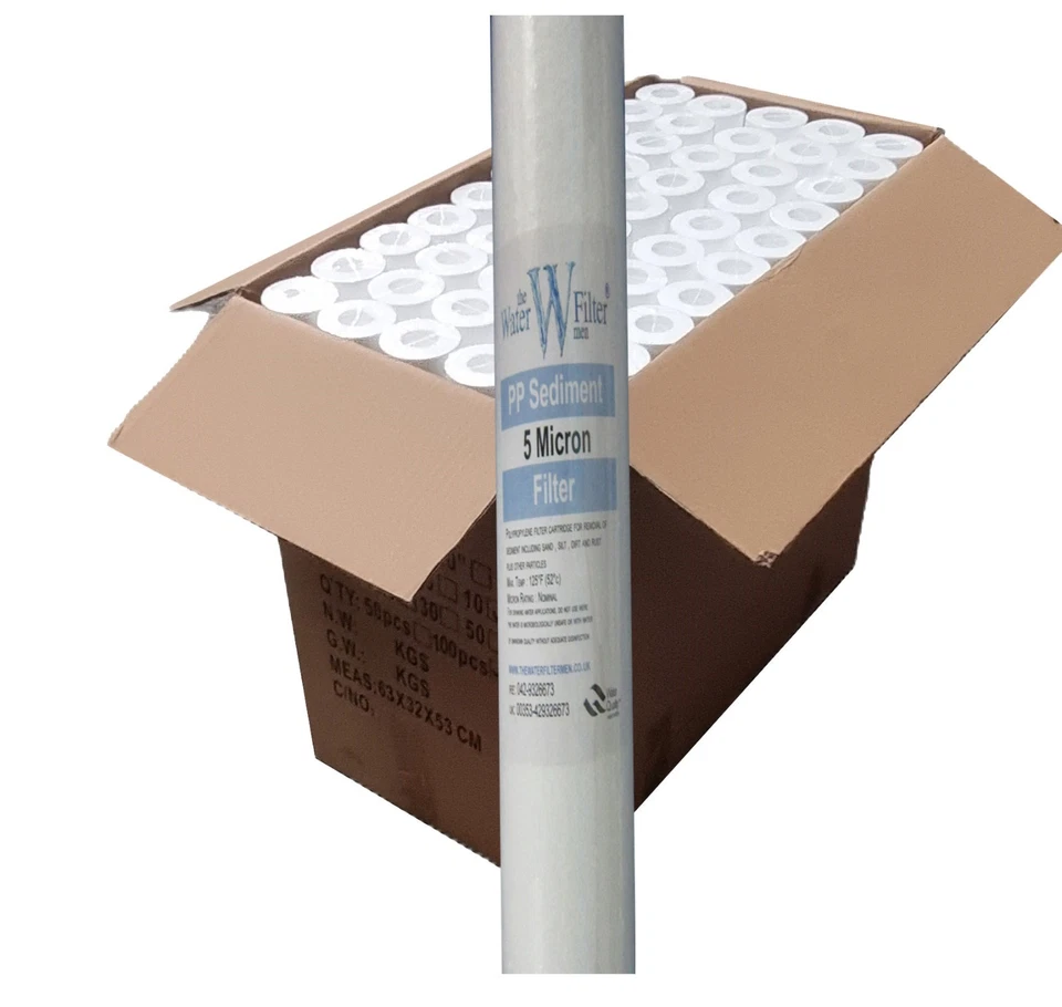 20" x 2.5" PP Sediment 5mic Water Filter Cartridge 5 micron FULL BOX OF 50 - Image 1 of 1
