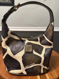 Bolso de hombro pequeño con estampado de animales de jirafa Dooney & Bourke cartera hobo D&B - Imagen 1 de 9