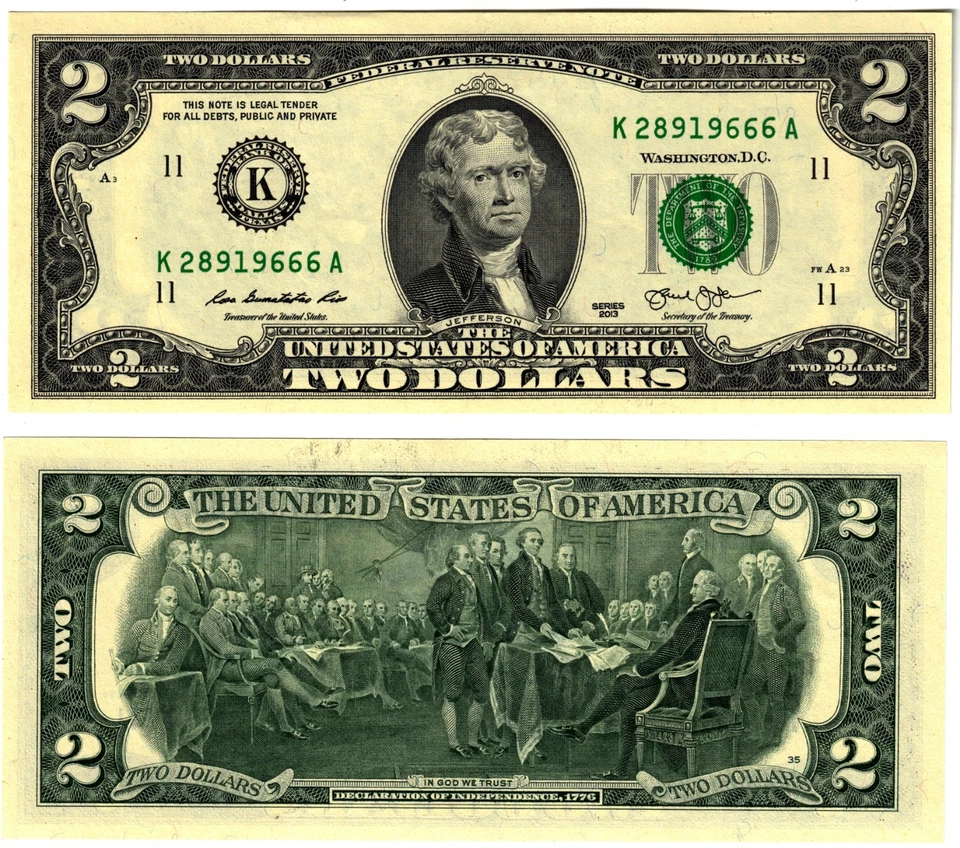 2013 USA 2 Dollar Banknote United States of America  UNC P538 K - Dallas TX - Image 1 of 1