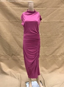 House Of Harlow 1960 Malga Mock Neck Side Slit Ruched Midi Dress - Size M - Picture 1 of 5