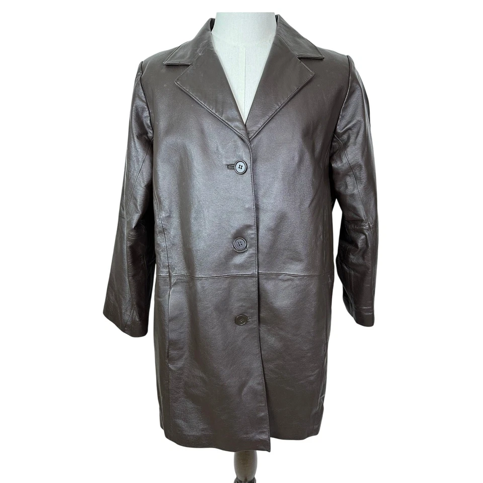 Abrigo Vintage Venezia Clásico Para Hombre 3/4 Largo Cuero Marrón Genuino Talla 16W Foto 1 de 4